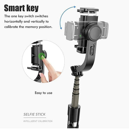 Q08 360° Gimbal Selfie Stick with Tripod Stand & Smart Key | Rechargeable AI Phone Holder for Vlogging
