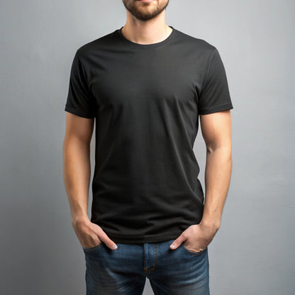Black Round Neck T-Shirt for Men