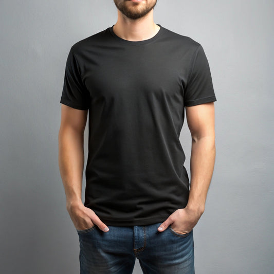 Black Round Neck T-Shirt for Men